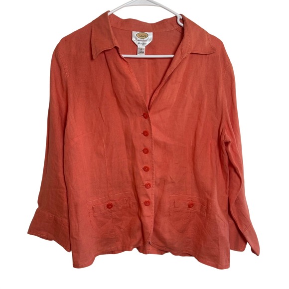 Talbots Jackets & Blazers - Talbots Women's Size 12 Coral‎ Irish Linen Button Front Jacket Business Casual